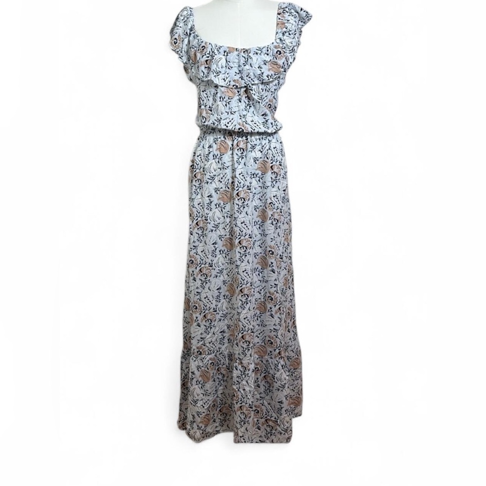 Floral Ruffle Sleeve Maxi Dress